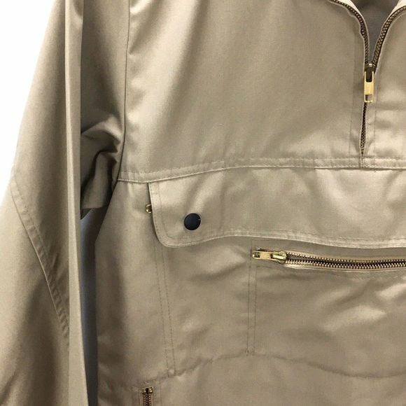 Vintage Skitique Quarter Zip Jacket Womens L Beige Side Tie Zip Pouch Pockets - Picture 5 of 12